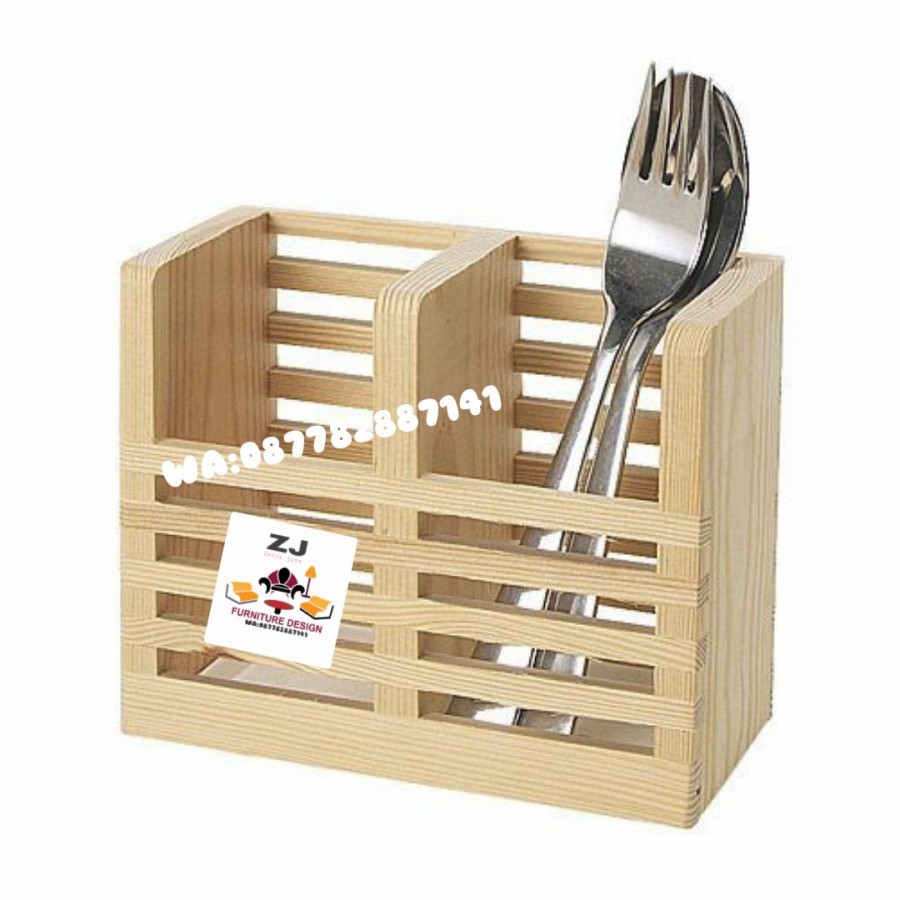 tempat sendok makan kayu jati belanda - semua warna, All Size